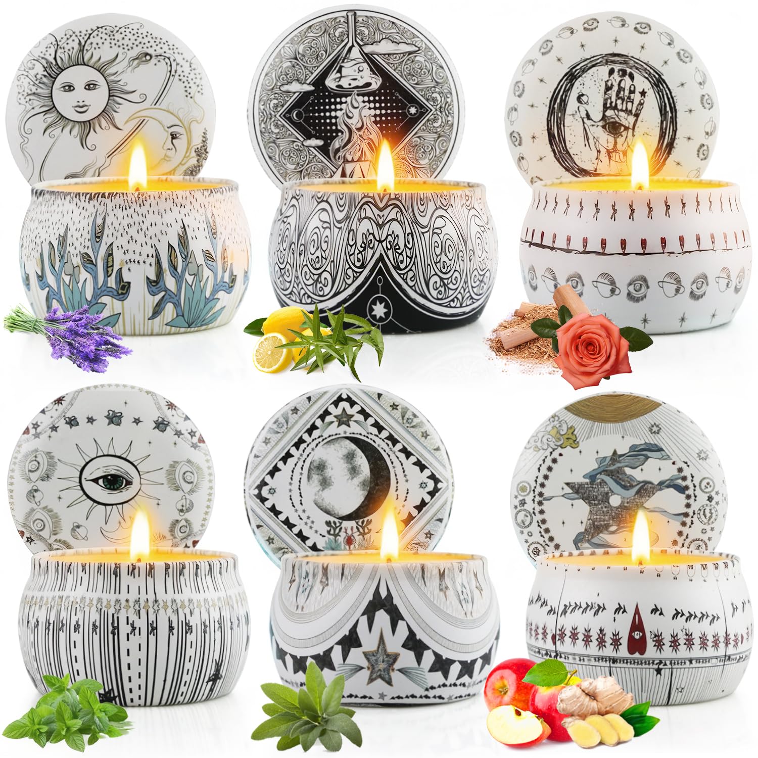 Hero image: Mystical Scented Candle Gift Set with six large celestial jars