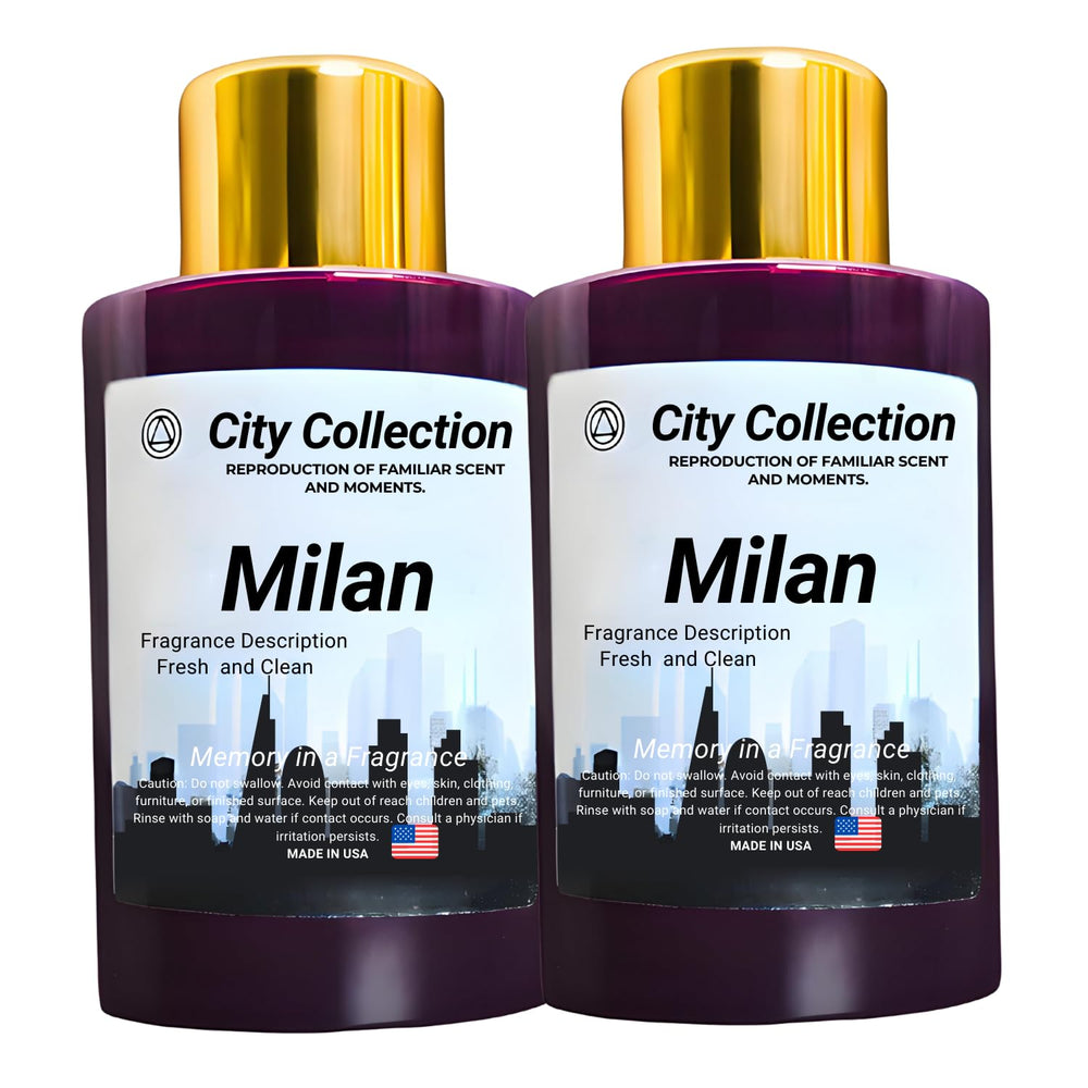 Hero image: Mystic Romance Milan Aroma Oil Blend in 2 purple 120ml bottles