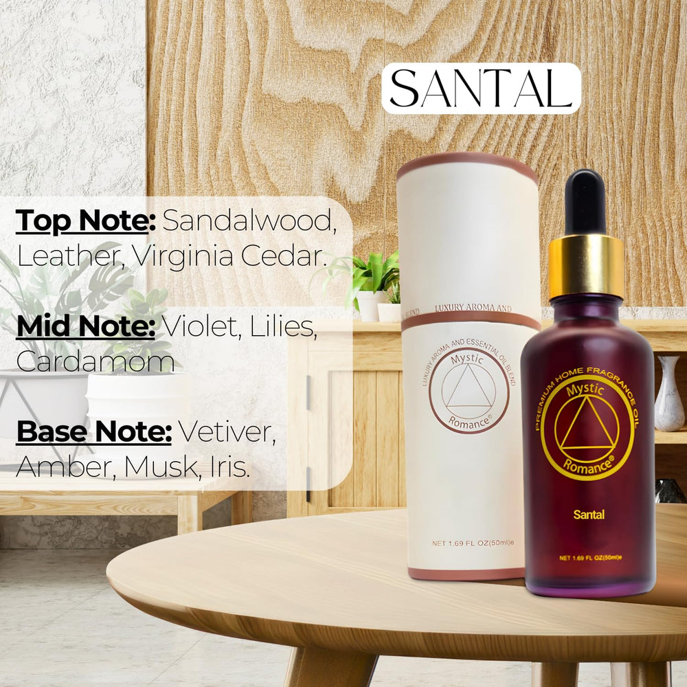 Santal fragrance oil packaging and label