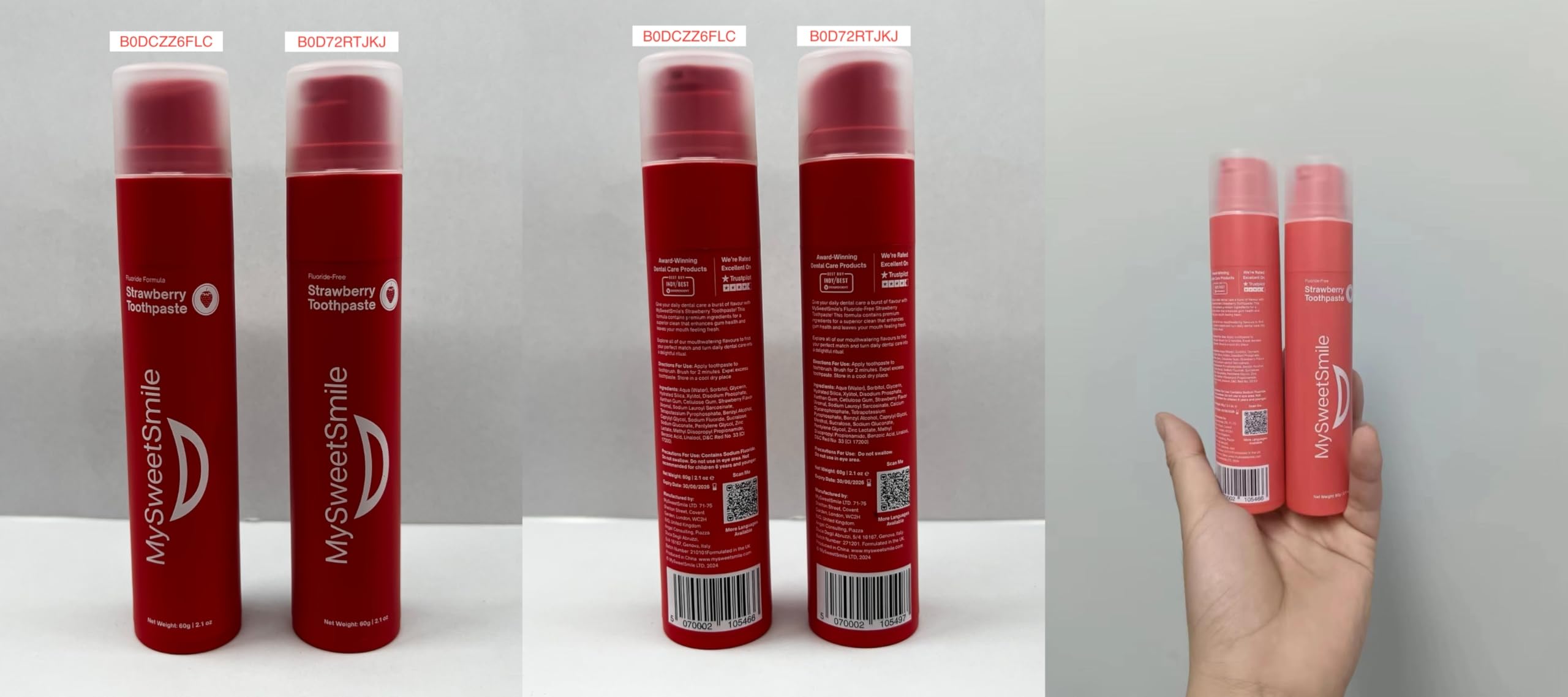 Family brushing together with MySweetSmile Strawberry Toothpaste