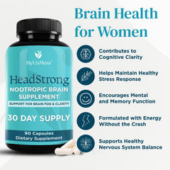 Label highlighting key ingredients: Lion's Mane, L-Tyrosine, Bacopa Monnieri