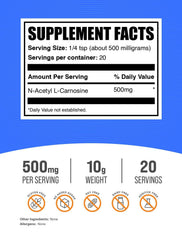 Close-up of N-Acetyl L-Carnosine powder serving 500 mg