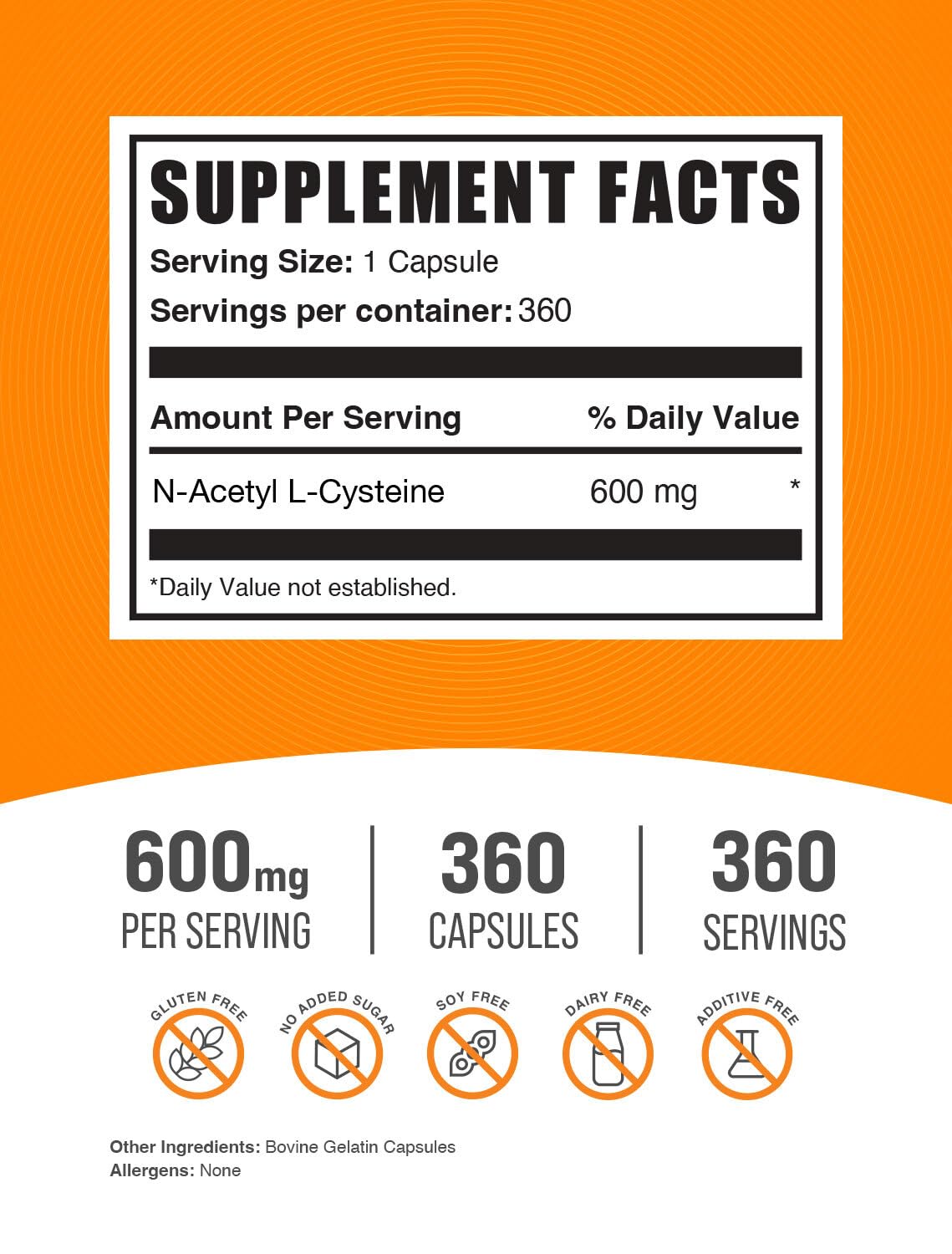 Close-up of NAC 600mg capsule