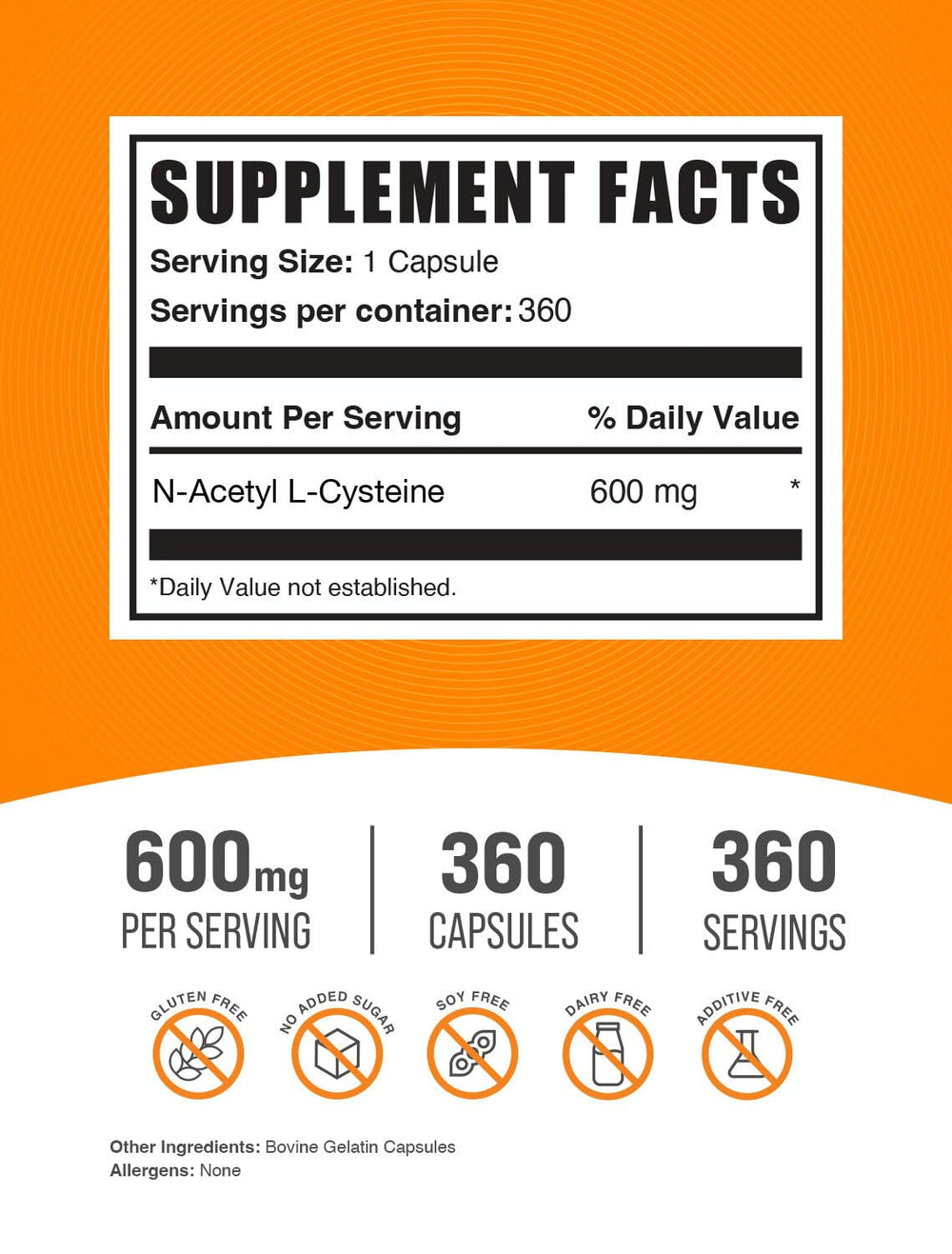 Close-up of NAC 600mg capsule