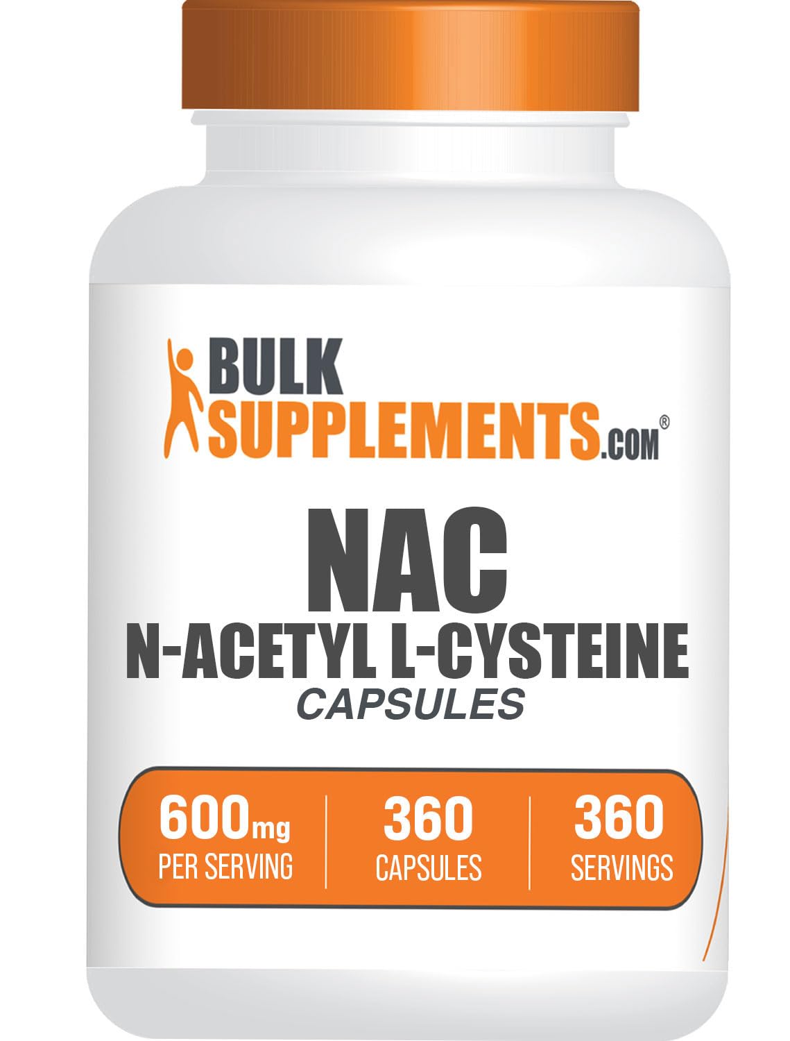N-Acetyl L-Cysteine 600mg capsules – 360-count BulkSupplements package