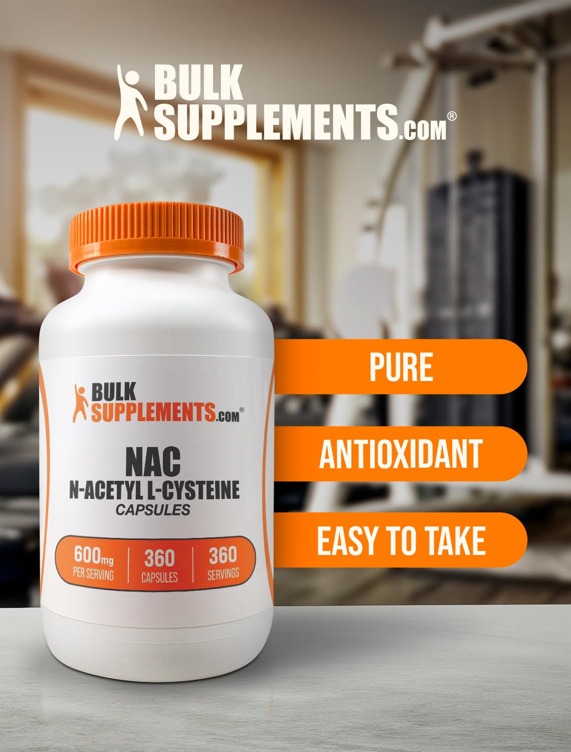 Serving label showing 1 capsule per serving for NAC 600mg