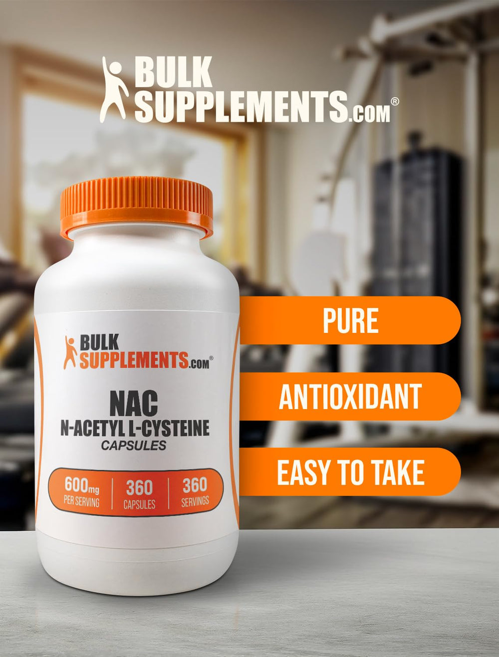 Serving label showing 1 capsule per serving for NAC 600mg