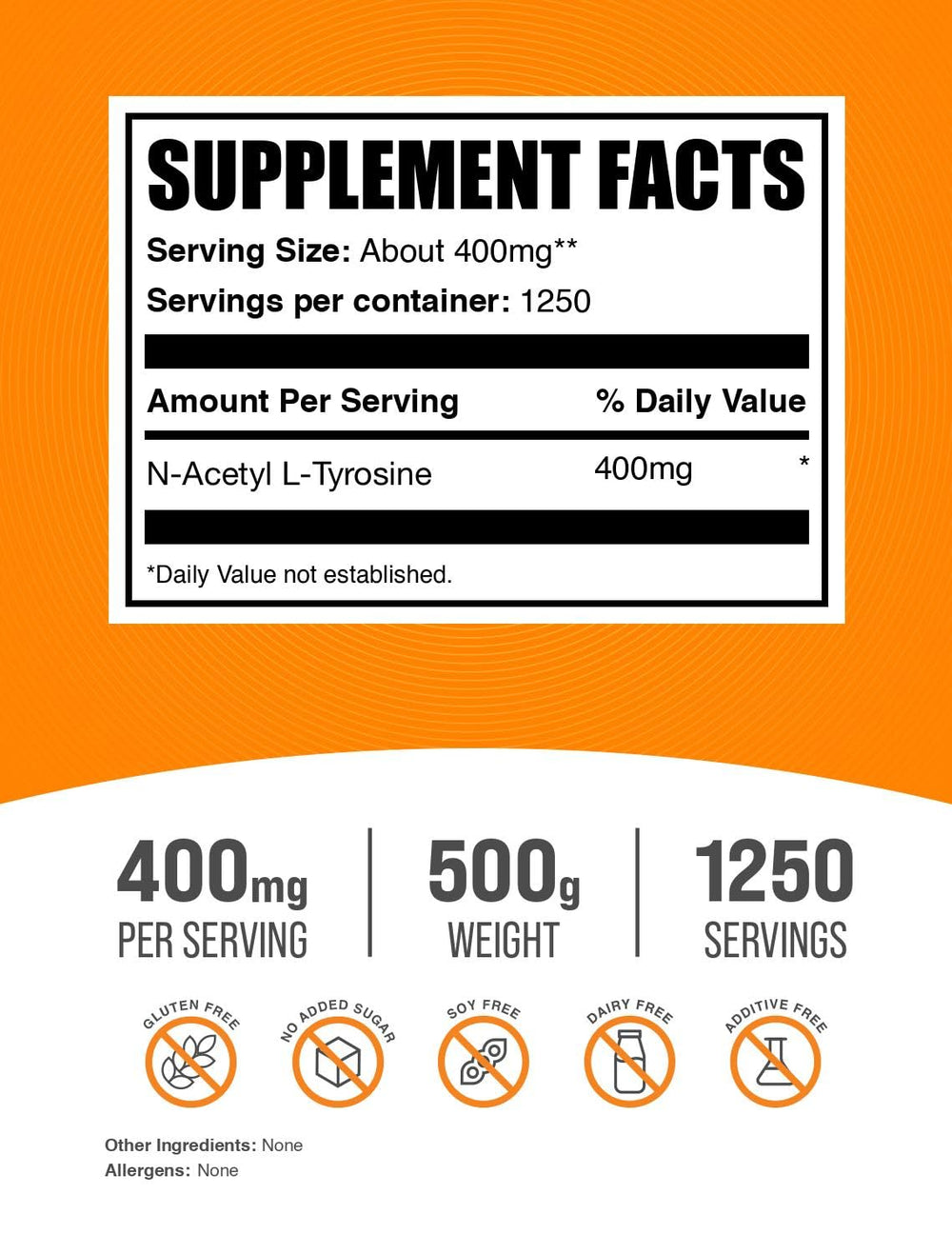 Unflavored N-Acetyl L-Tyrosine powder packaging