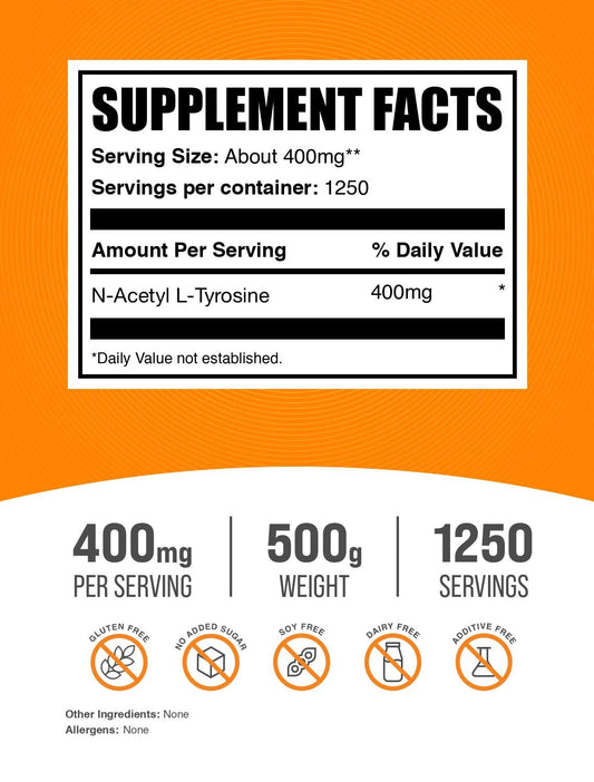 Unflavored N-Acetyl L-Tyrosine powder packaging