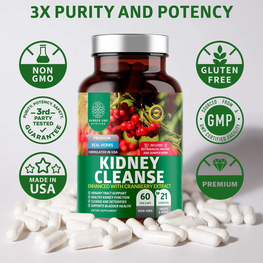 Non-GMO and Gluten-Free label for N1N Kidney Cleanse