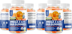 N1N Premium Omega 3-6-9 + DHA Gummies vegan plant-based 60 gummies per pack (Pack of 2) front hero