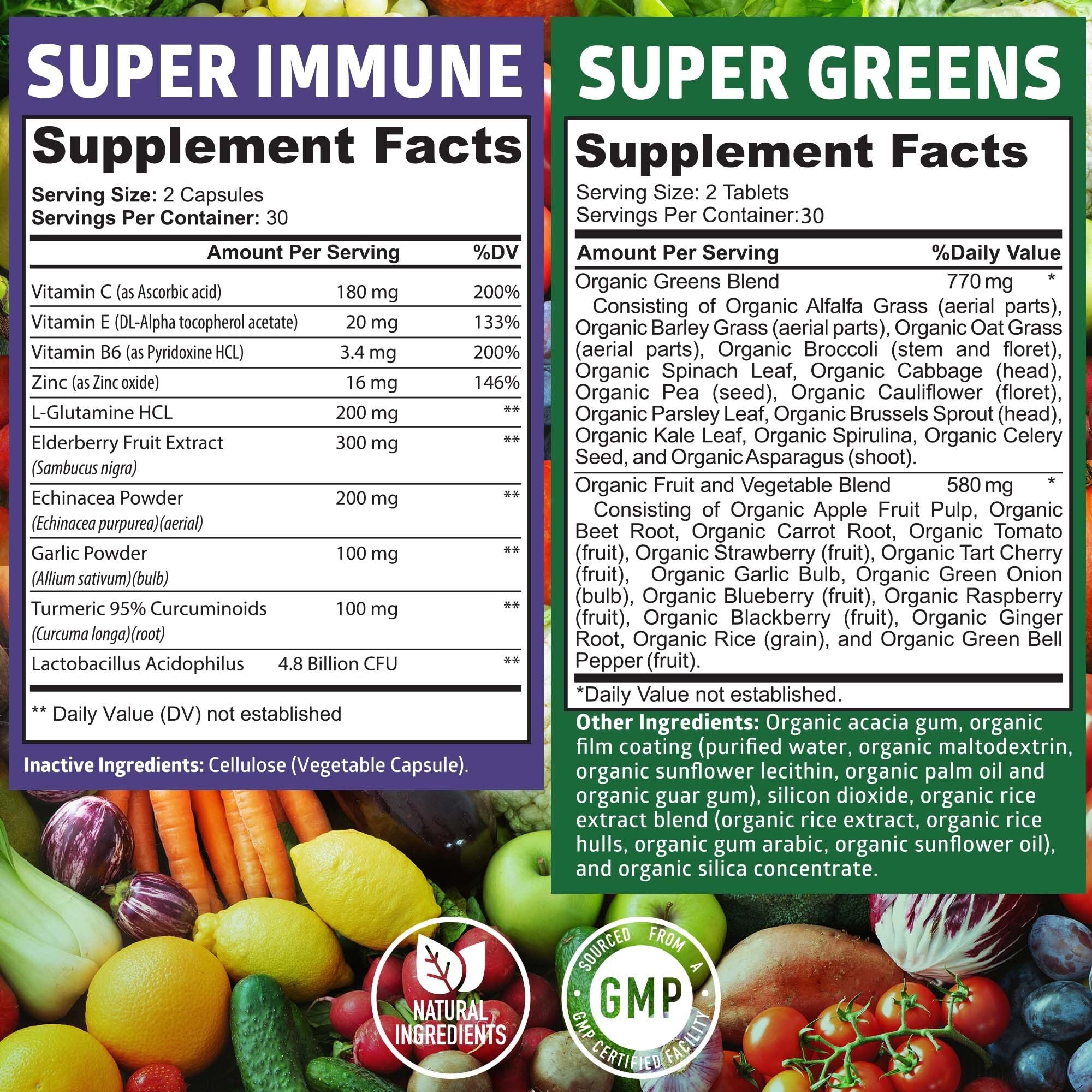 Organic greens and fruits blend for immunity