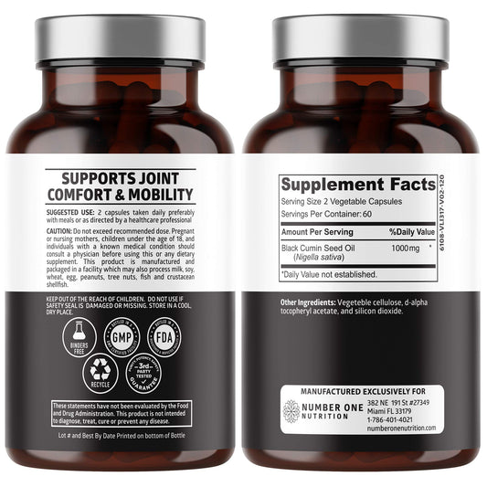 Black seed oil capsules (Nigella sativa) - 1000 mg each