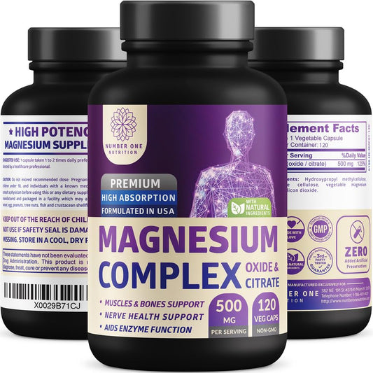 Front view of N1N Premium Magnesium Complex bottle