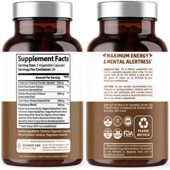 Ingredients: 10-mushroom blend including Reishi, Lion's Mane, Cordyceps, Shiitake, Chaga, Maitake, Turkey Tail, Sun Agaricus, White Button Mushroom and Black Fungus