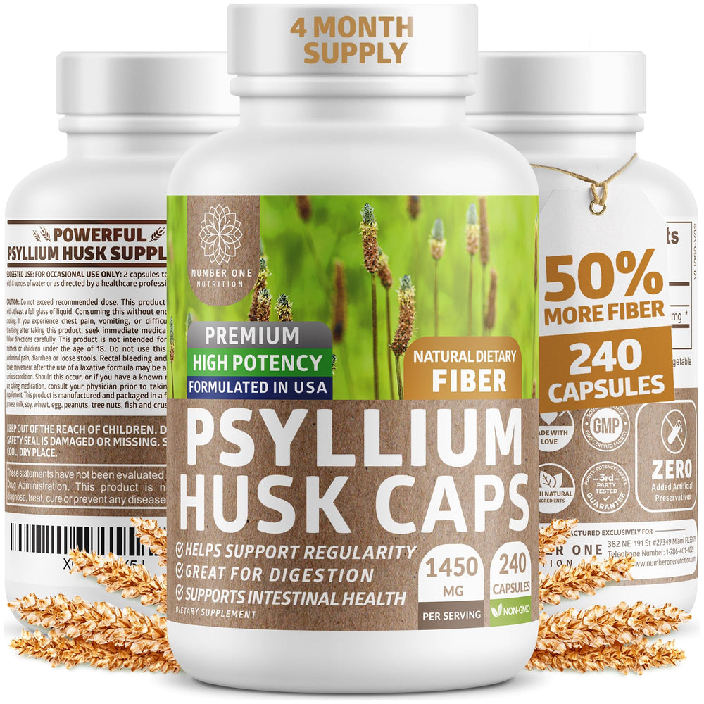 N1N Premium Psyllium Husk Capsules bottle with 240 capsules