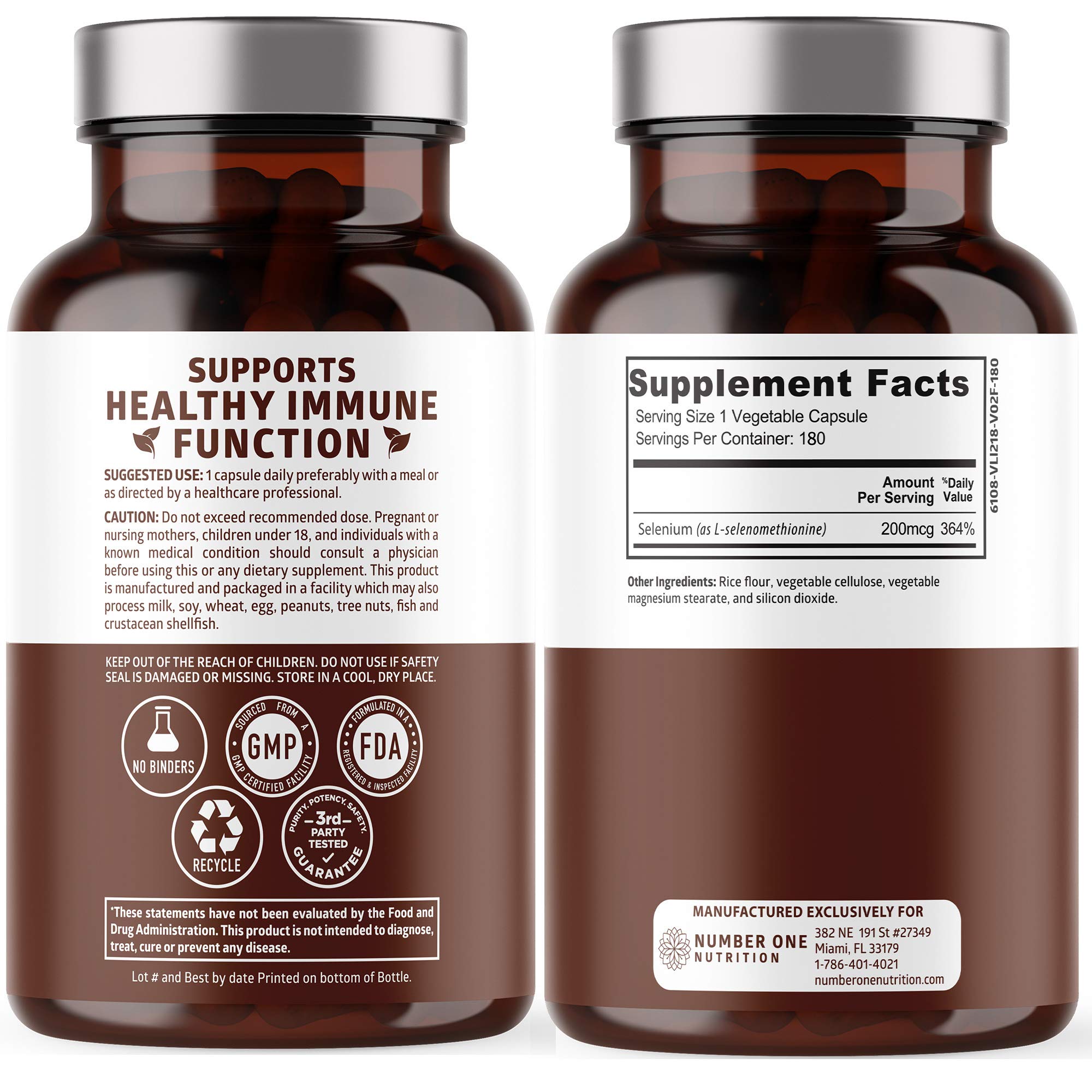 180 vegan selenium capsules on a white background