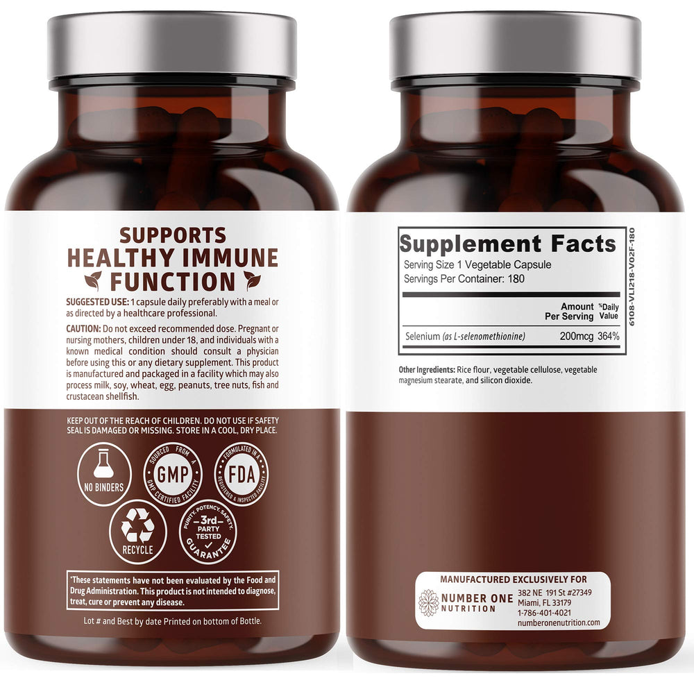 180 vegan selenium capsules on a white background