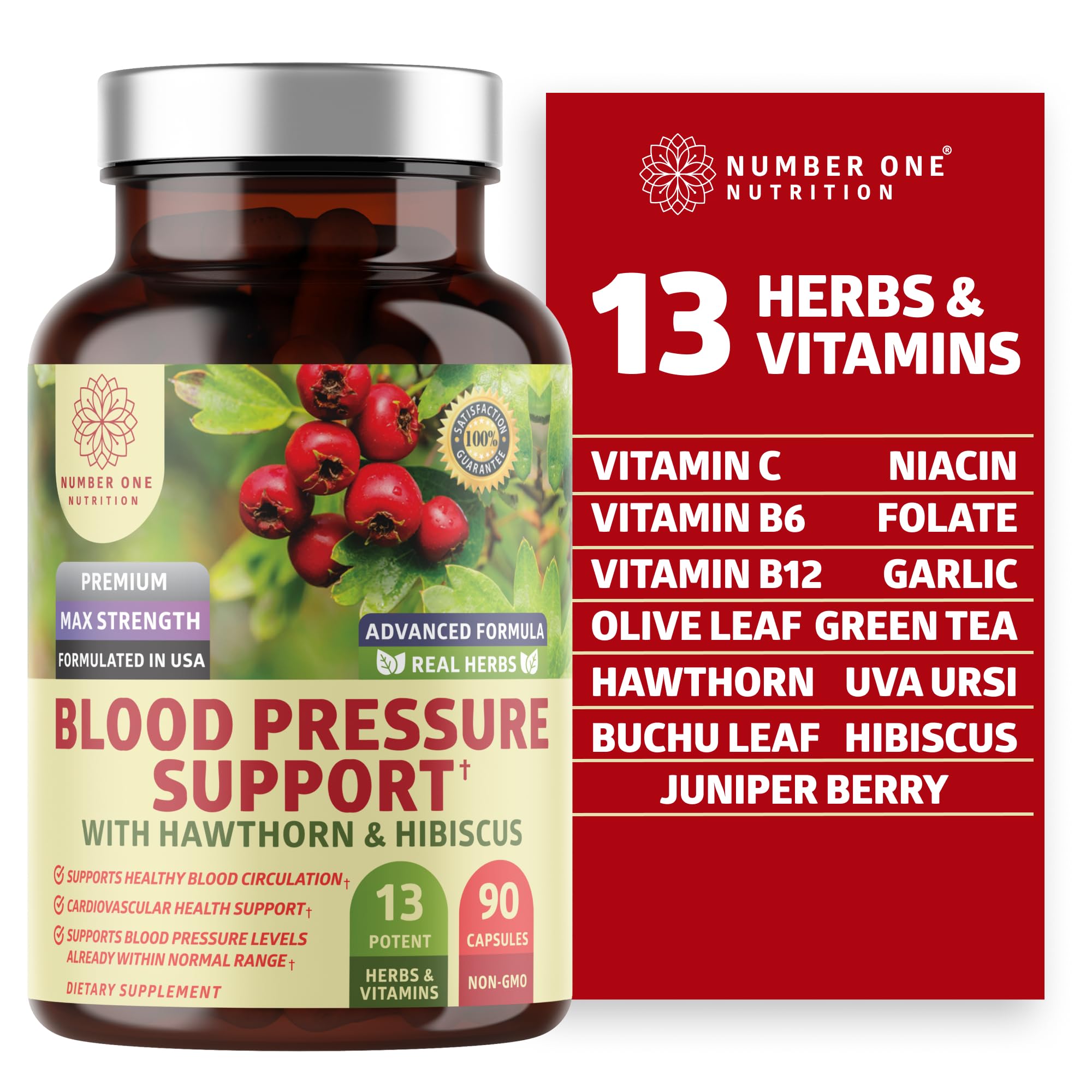 N1N Premium Blood Pressure Support bottle with Hawthorn and Hibiscus