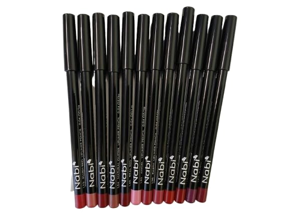 Nabi lip liner 12-shades collection case showing versatile pencils for defined lips