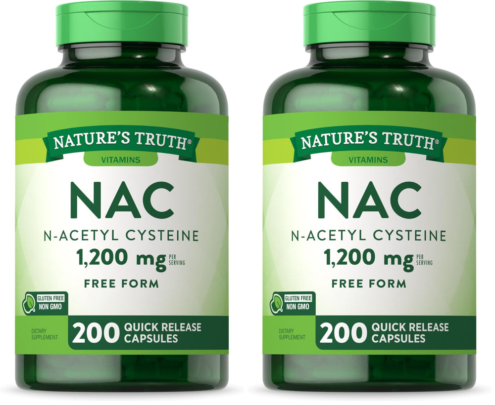 Nature's Truth NAC 1200mg bottle front - 200 capsules pack of 2