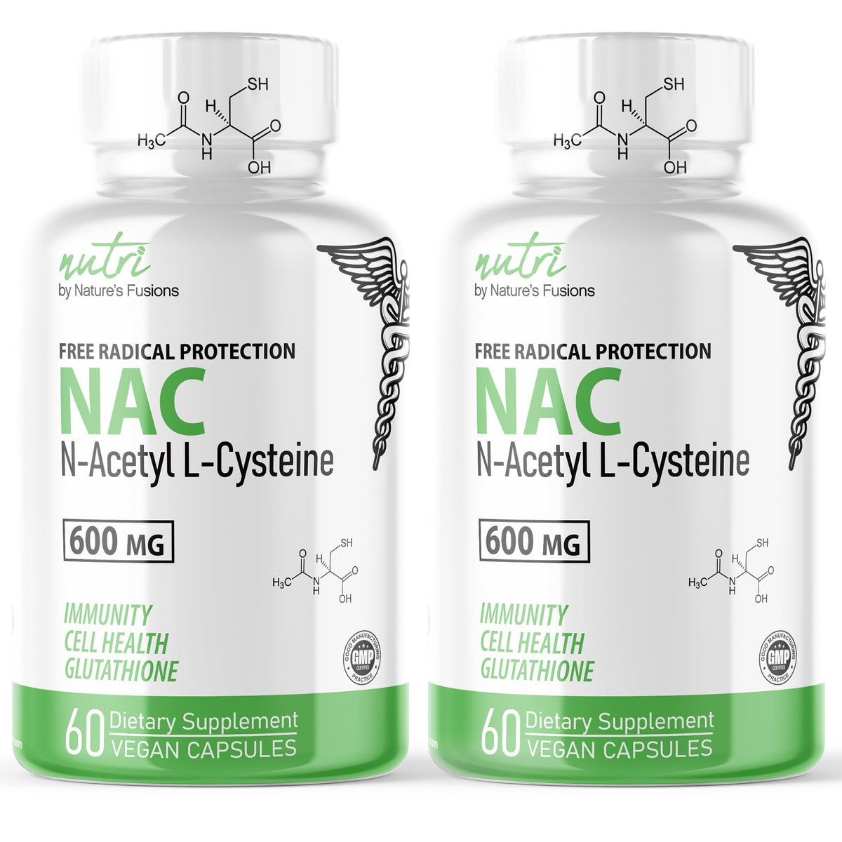 Front view of NAC 600mg 2-pack packaging