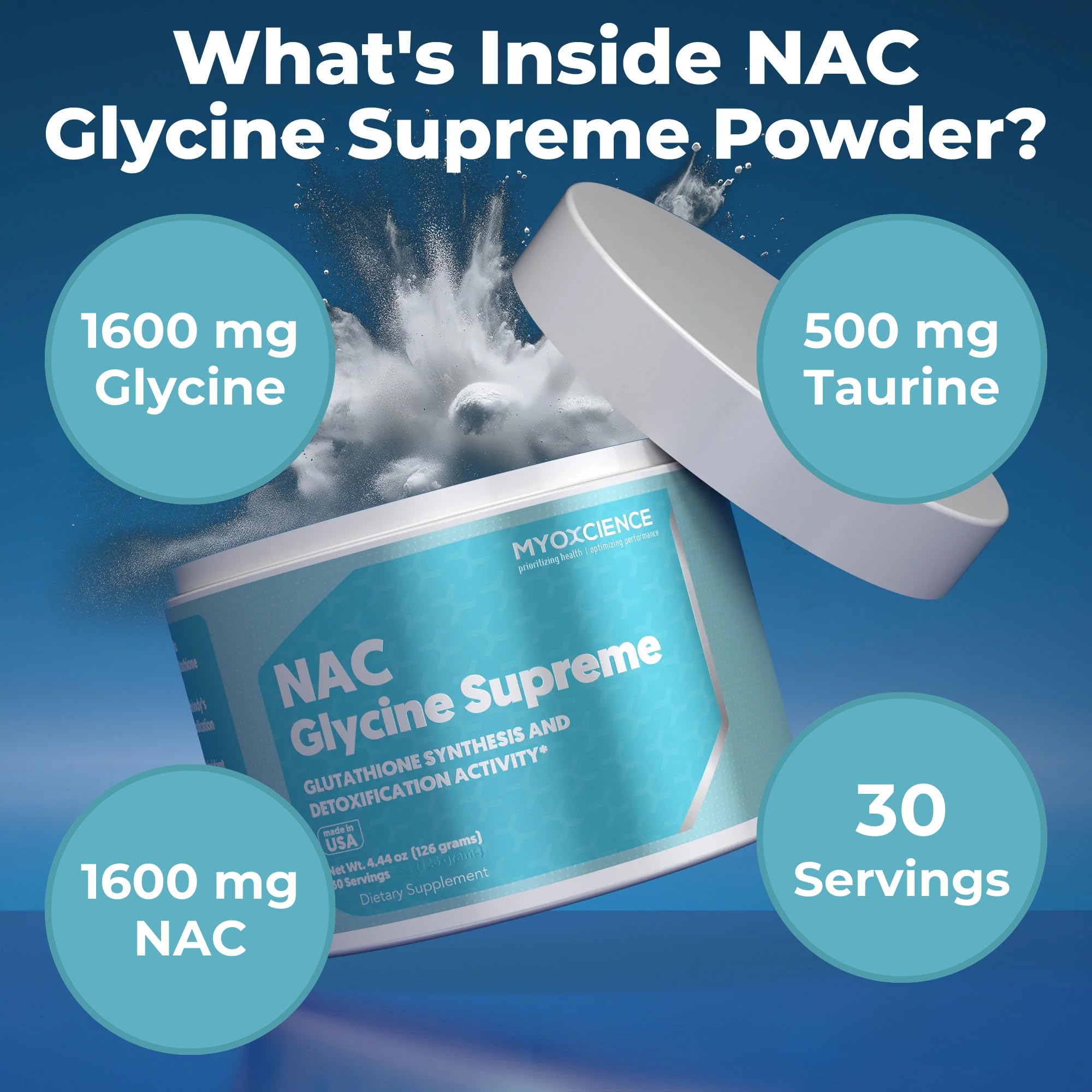 Graphic illustrating glutathione production support from NAC and Glycine