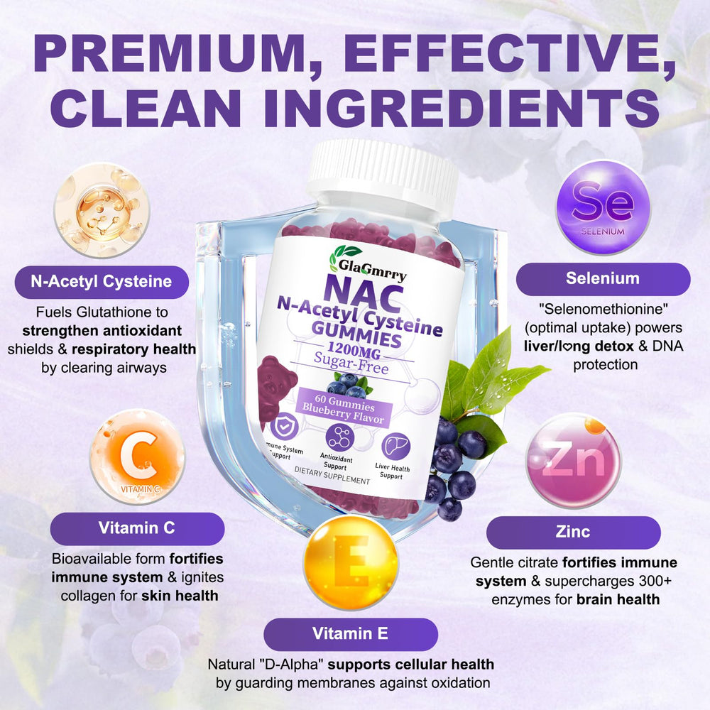 Kids-friendly NAC gummies package and serving size