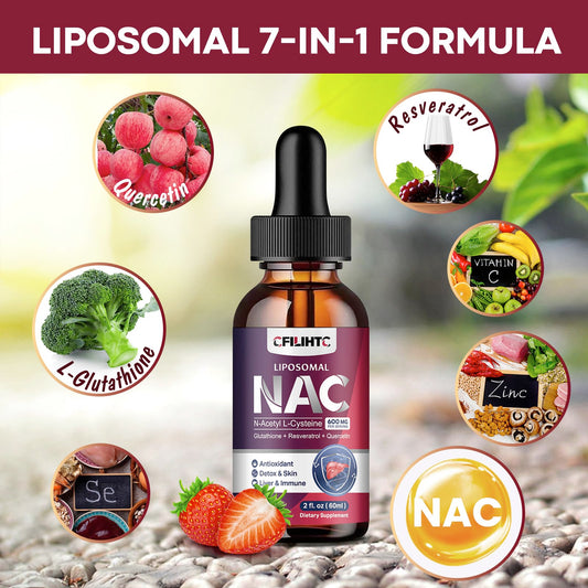 NAC liquid drops with glutathione, resveratrol, and zinc for immune support and detox