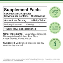 NAC N-Acetyl Cysteine 1000mg USA manufactured label