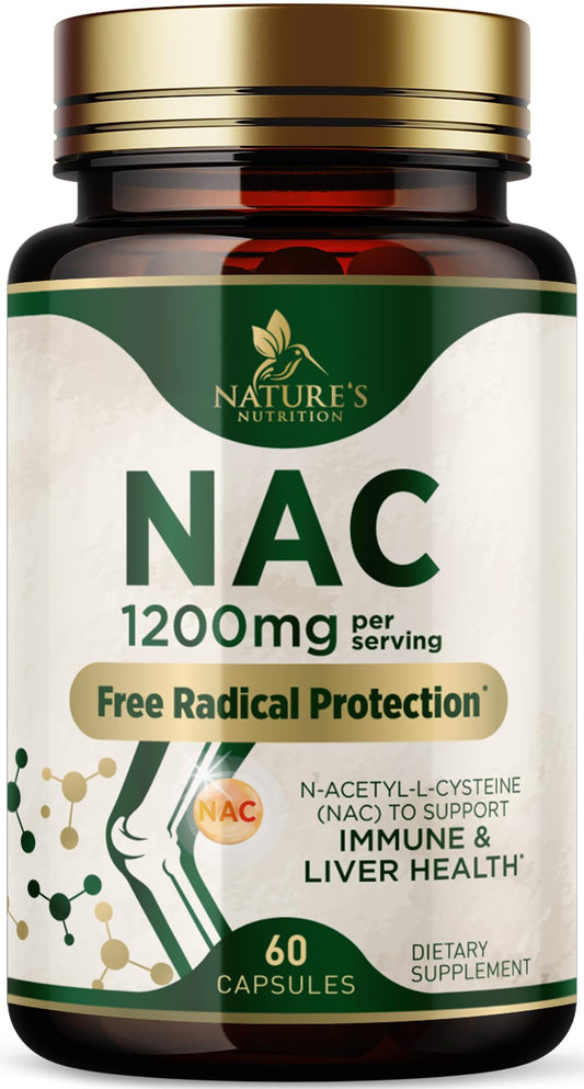NAC N-Acetyl L-Cysteine 1200 mg 60 veggie capsules bottle