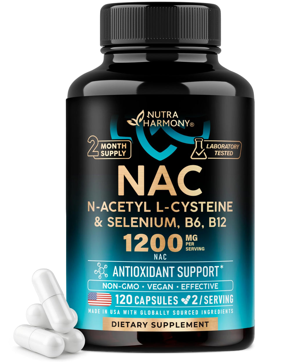 NAC supplement bottle with label