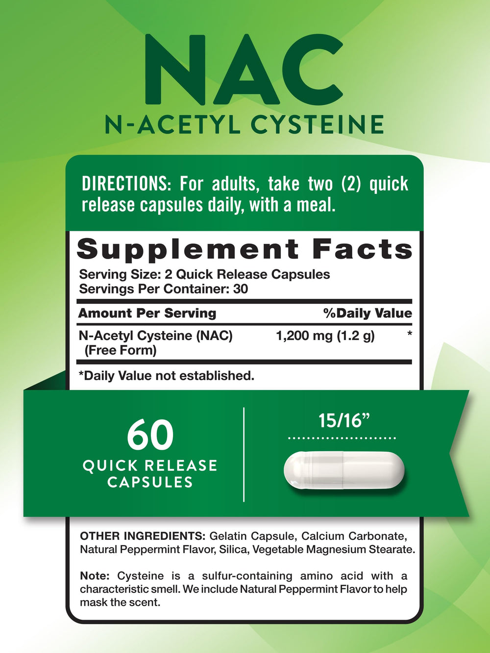 Graphic illustrating N-Acetyl Cysteine as a free-form amino acid