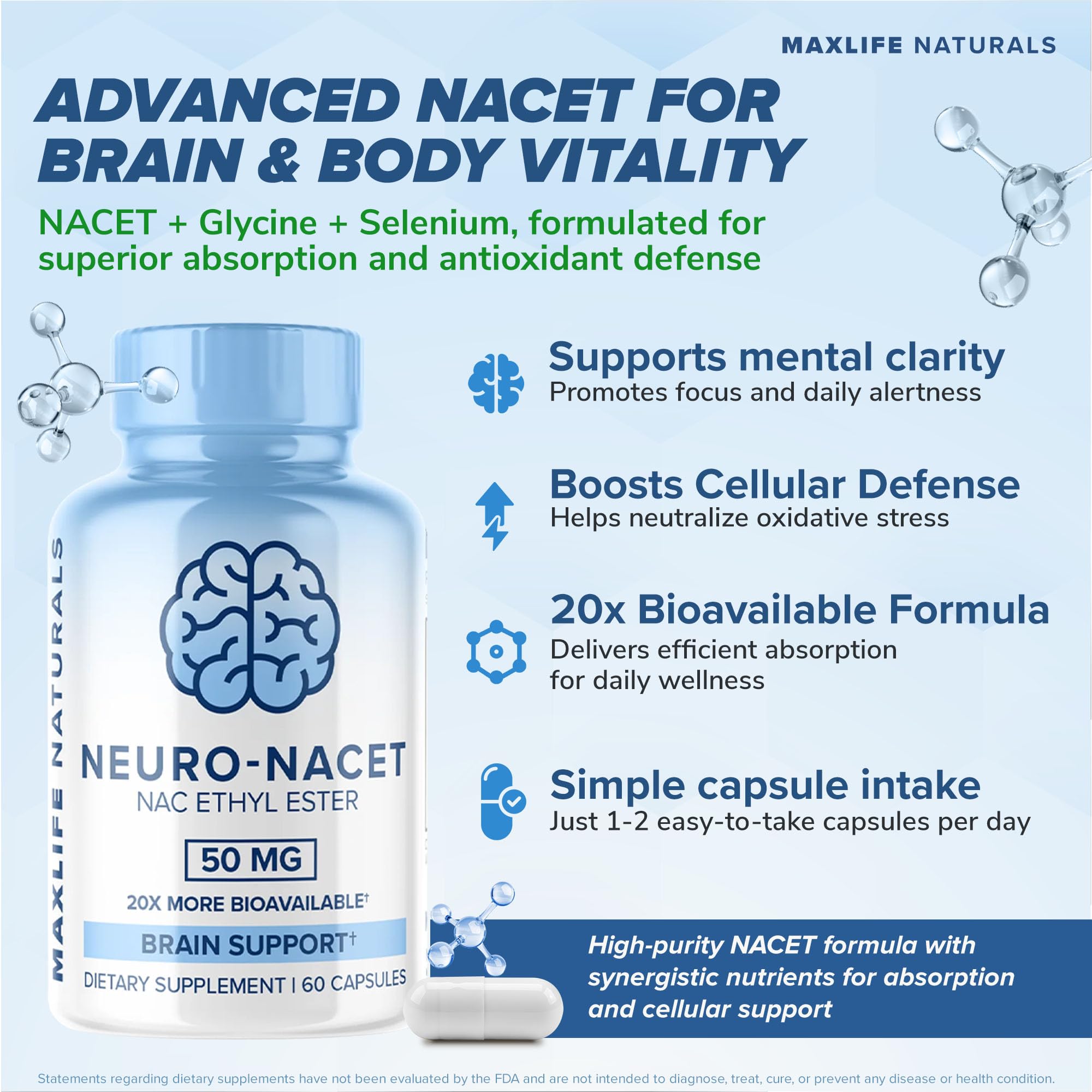 NACET Ethyl Ester supplement for brain and lung support