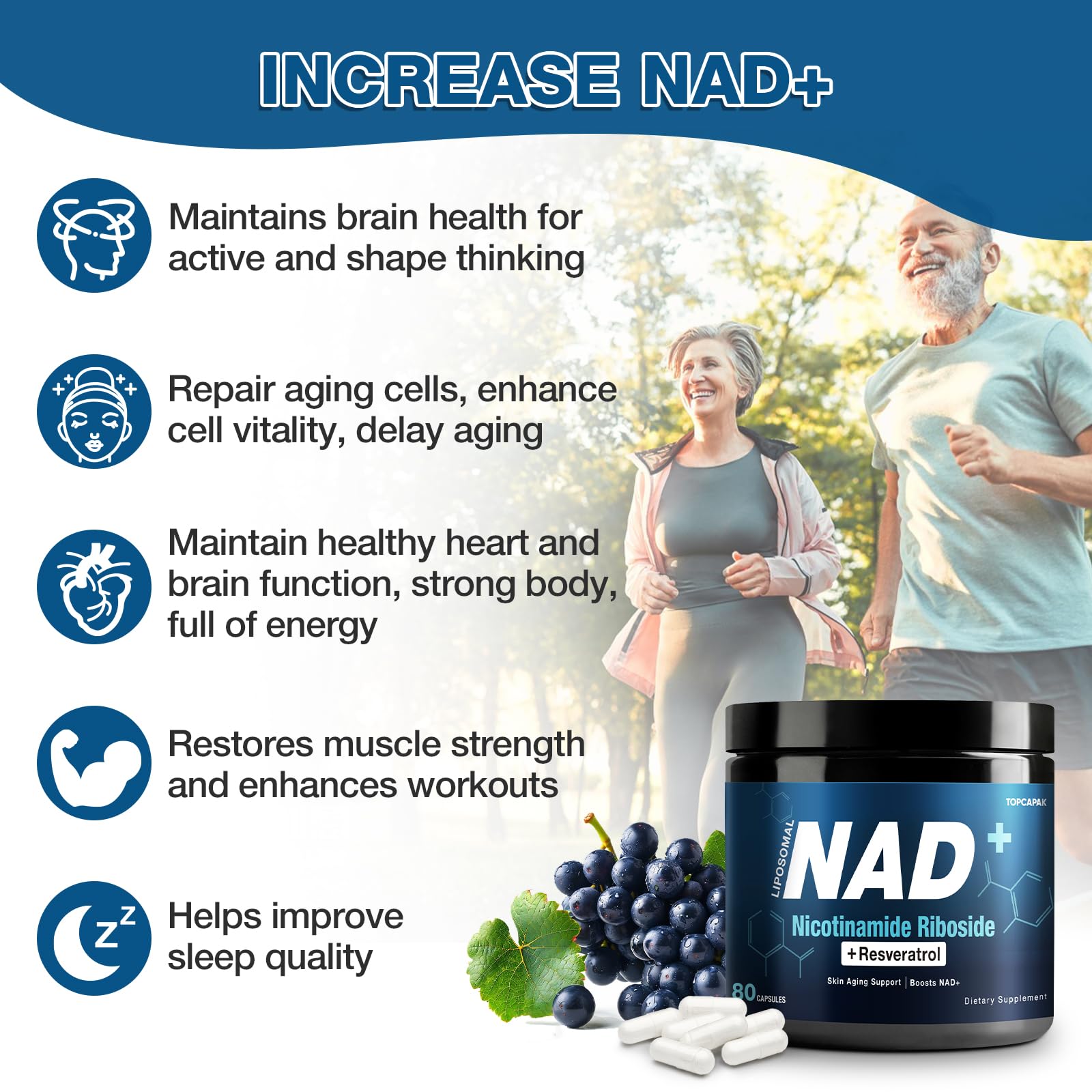 NAD+ supplement ingredients label highlighting NR and Resveratrol (image 3)