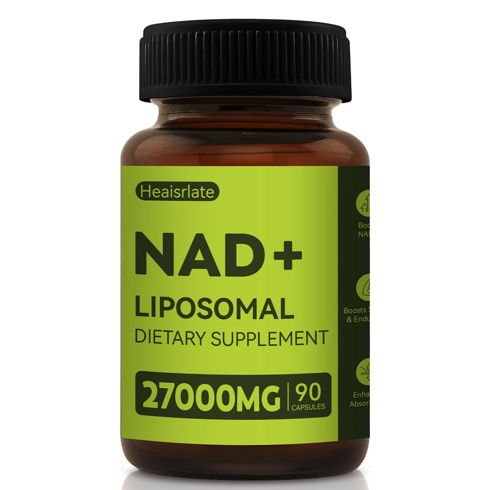 Bottle of NAD+ 1000mg supplement with Resveratrol and Quercetin label