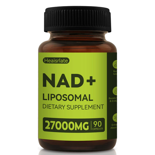 Bottle of NAD+ 1000mg supplement with Resveratrol and Quercetin label