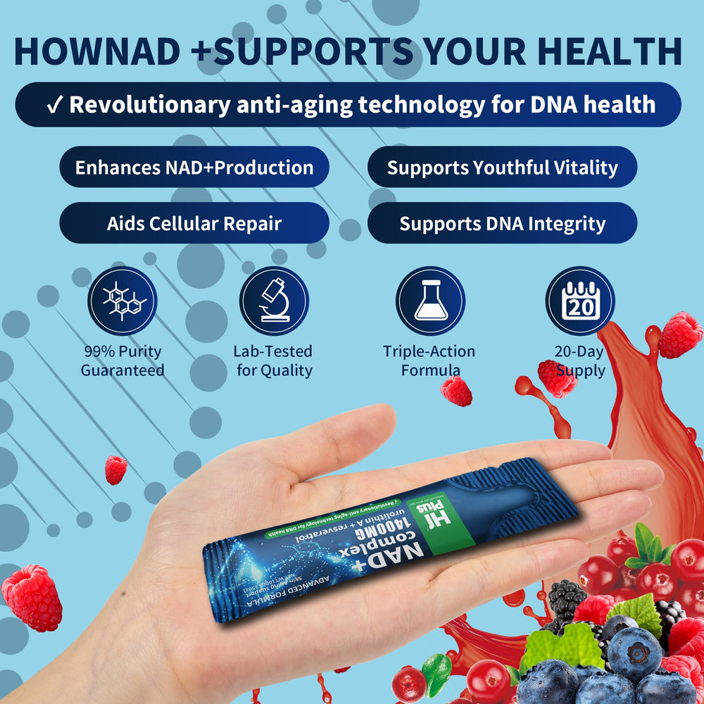 Individual liquid dose sachets for the NAD+ anti-aging formula