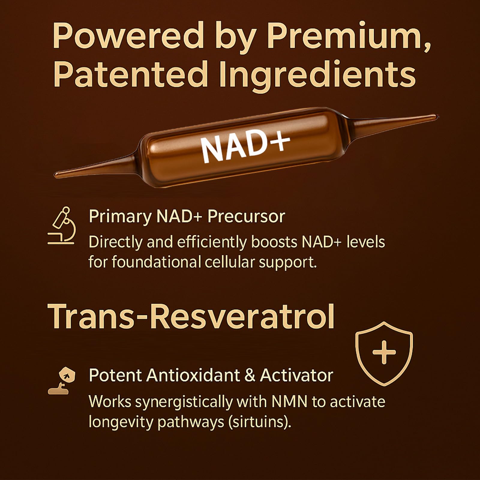Back view of NAD Advanced Cellular Renewal bottle showing dosage information