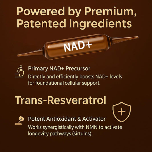 Back view of NAD Advanced Cellular Renewal bottle showing dosage information