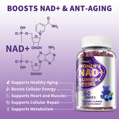 Close-up showing 500 mg NAD per two gummies