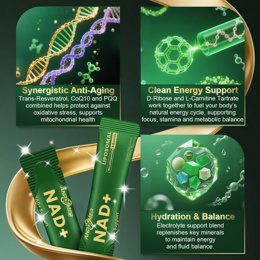Close-up of liposomal NAD+ riboside 600mg with PQQ and D-Ribose