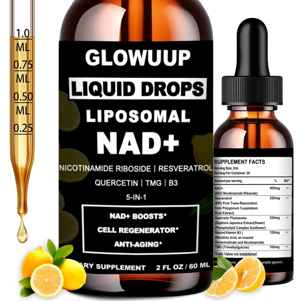 GLOWUUP NAD+ Liposomal NR Resveratrol 900mg bottle - front view