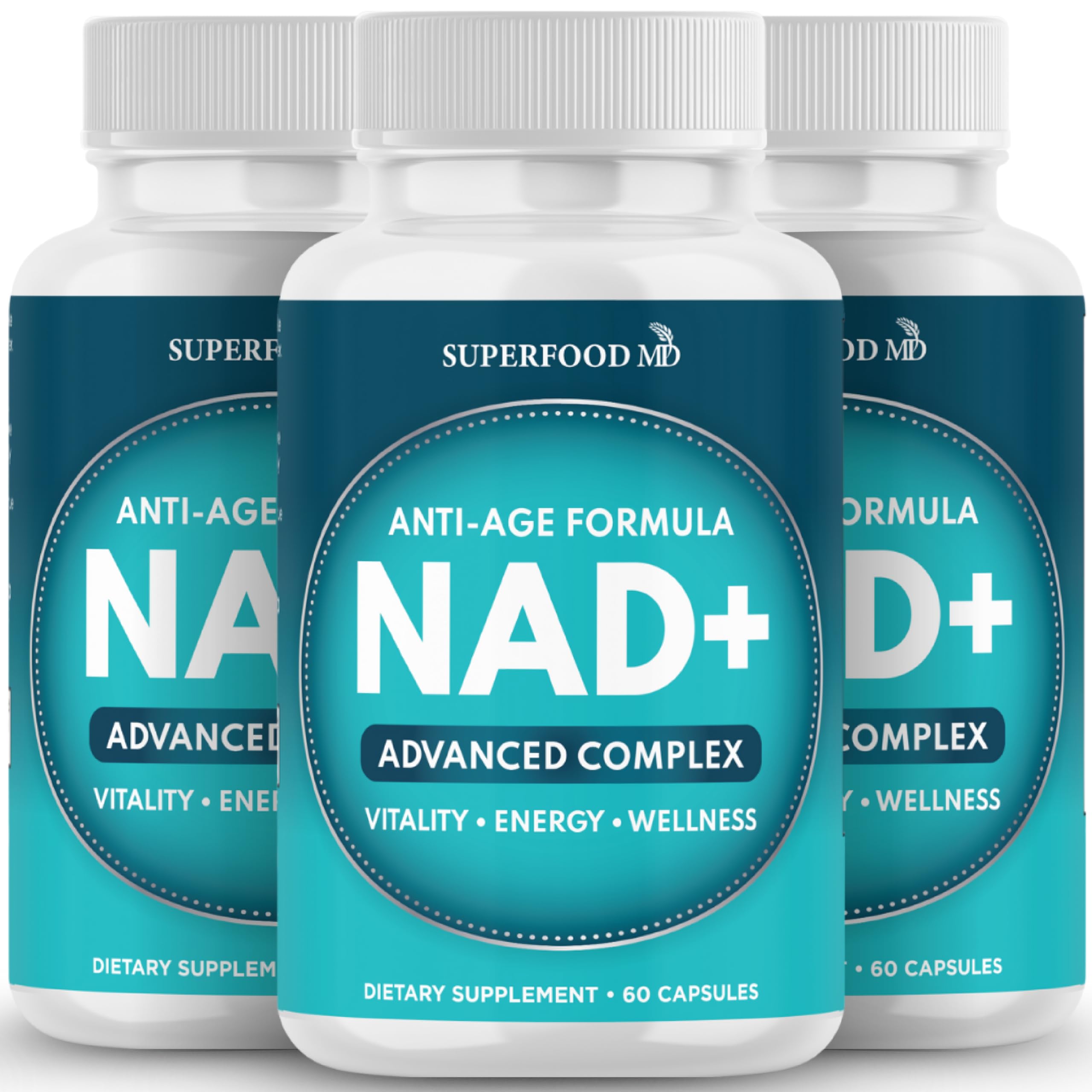 NAD+ liposomal antioxidant supplement bottle with 180 capsules