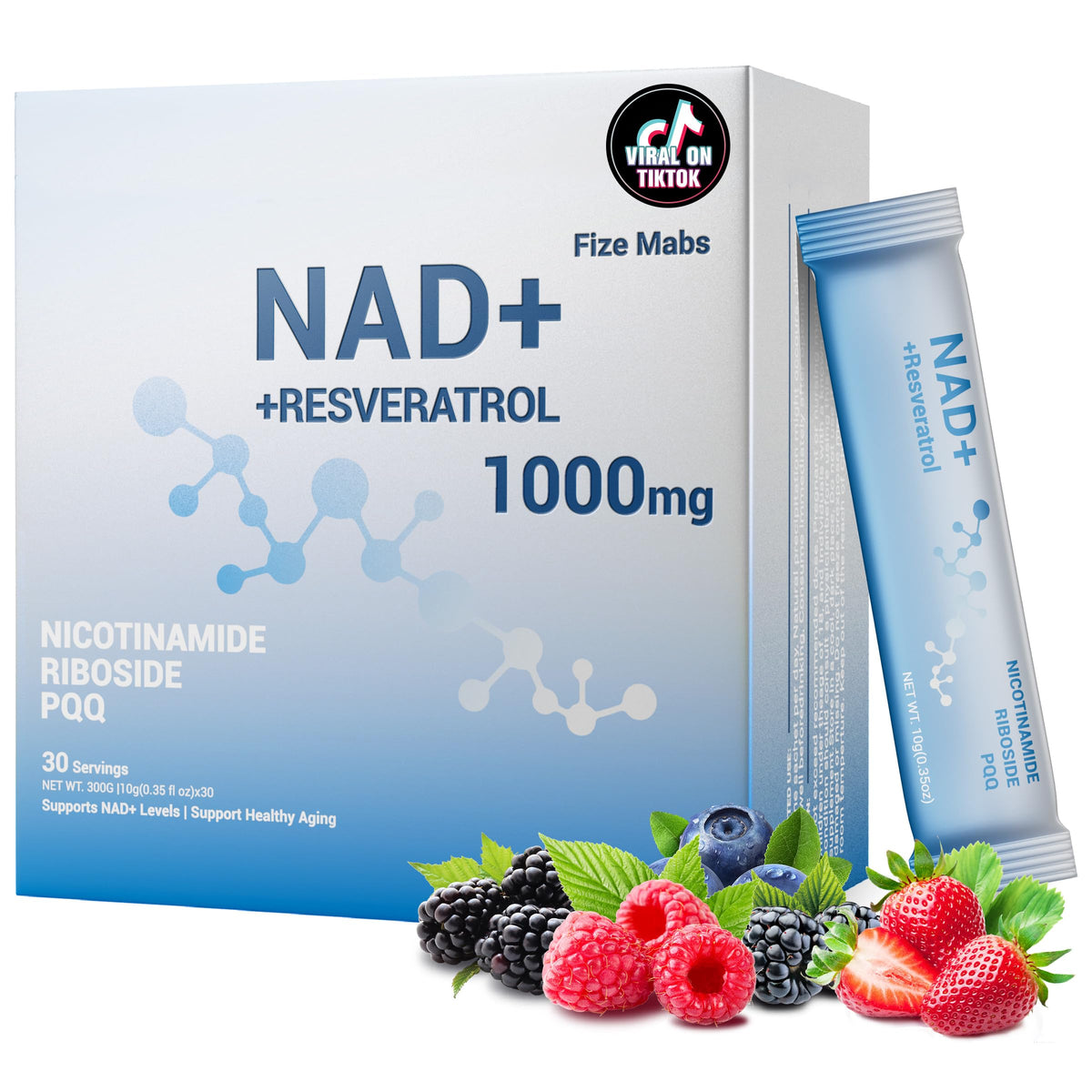 Bottle of Premium NAD+ Liquid Supplement front view