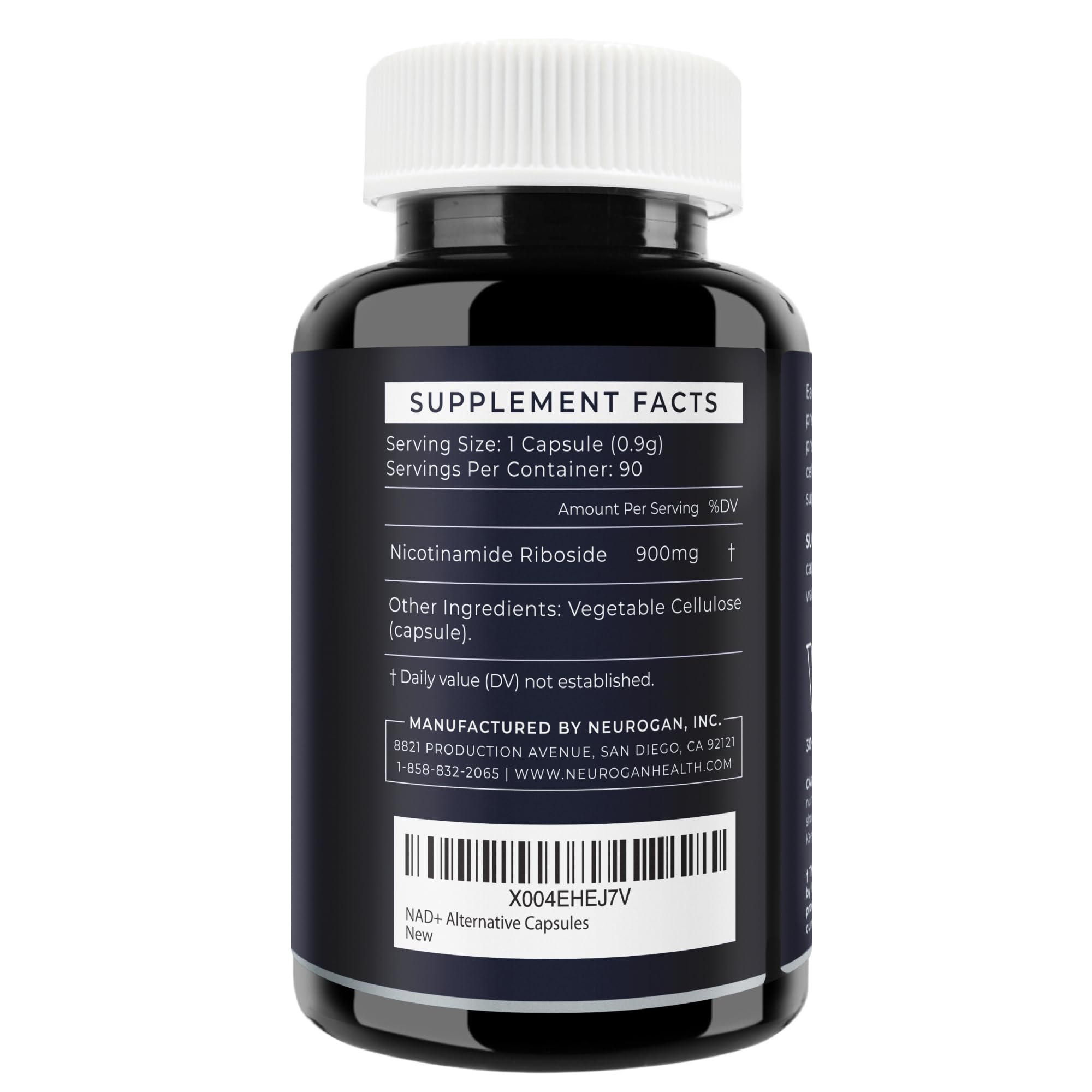 NAD/NADH precursor capsules 900mg label and bottle