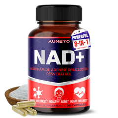 NAD+ 350mg bottle with Trans-Resveratrol, Quercetin & Rhodiola – front view