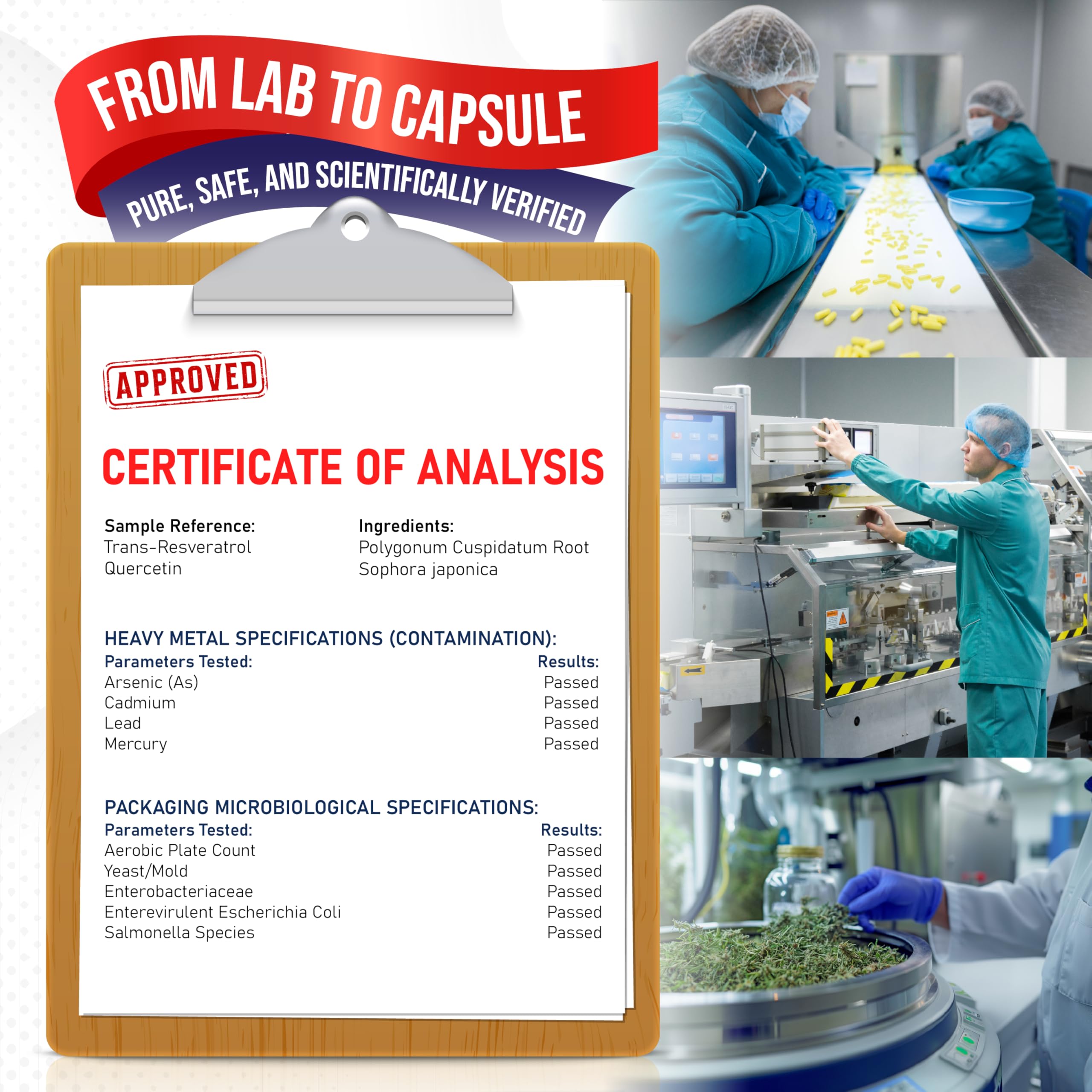 cGMP-certified facility seal on supplement packaging