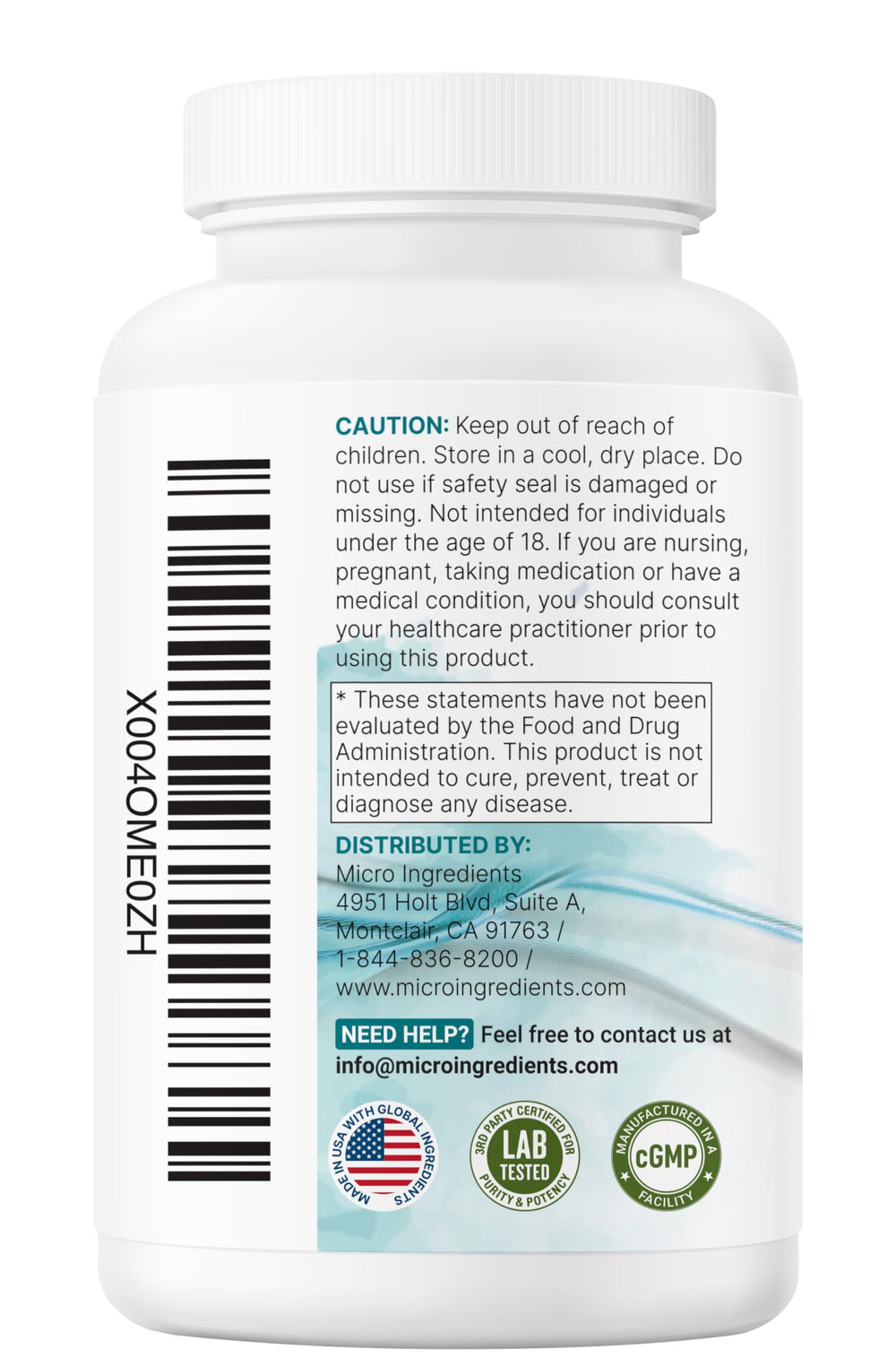 NAD+ supplement bottle close-up with 60 capsules