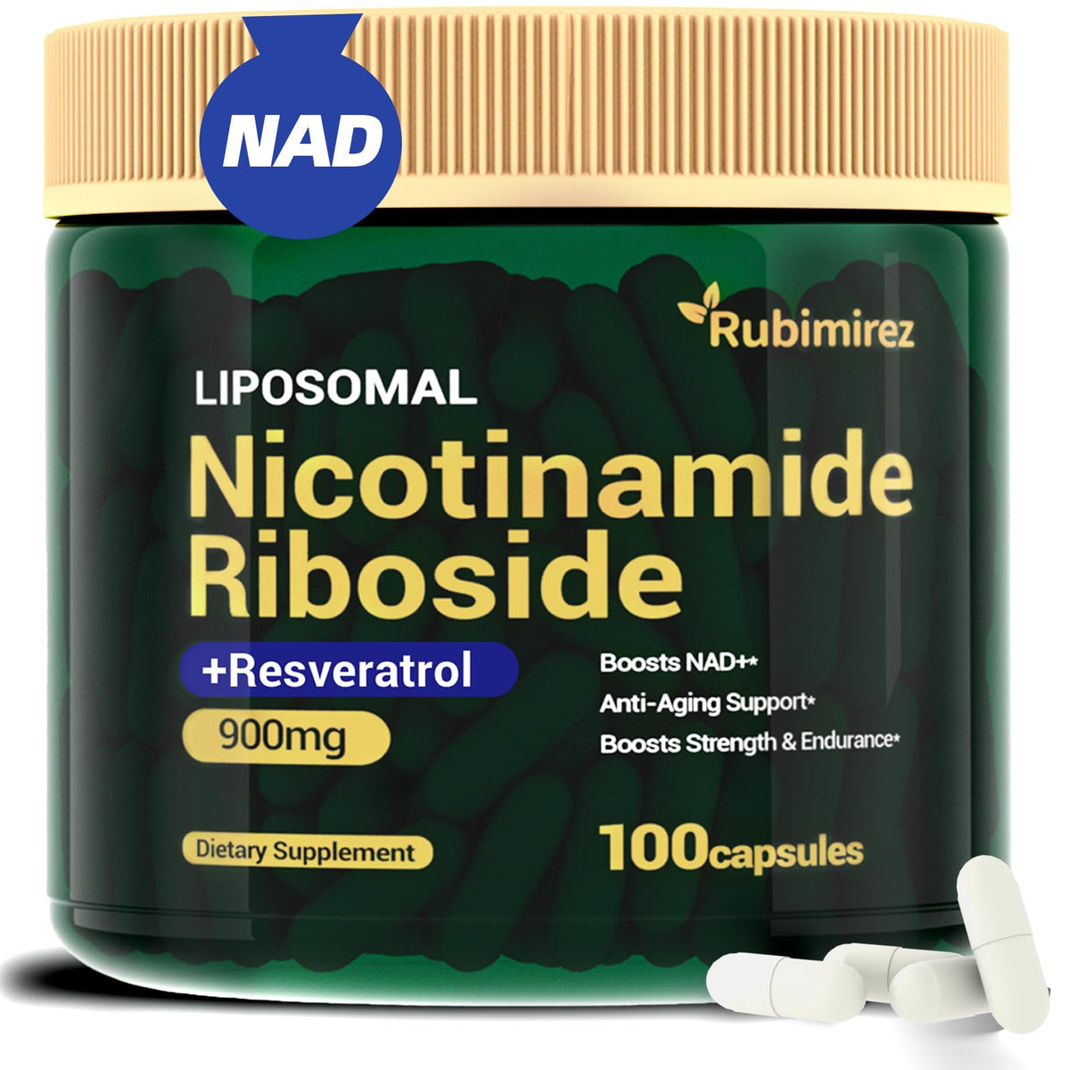 NAD+ supplement bottle front label